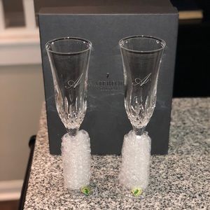 Waterford Crystal “A” Champagne Flutes